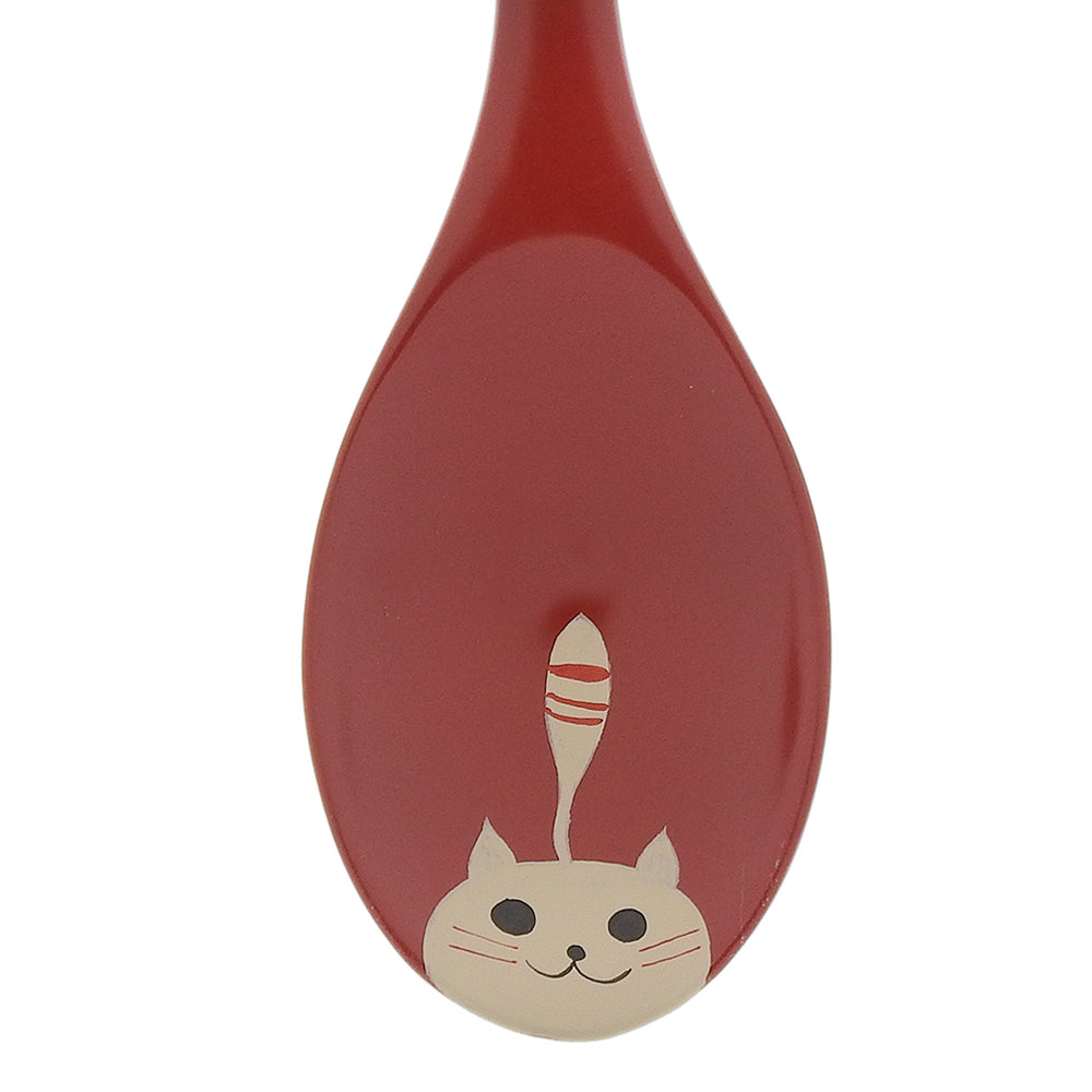 ◆丸三漆器 ねこスプーン(赤)【0025251-1】