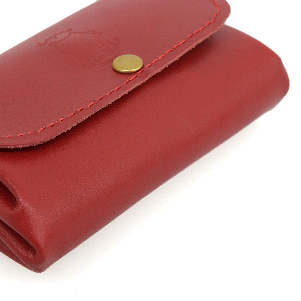 加賀野かばん工房 牛革アコーディオン財布(レッド)【33474-1】受注生産品