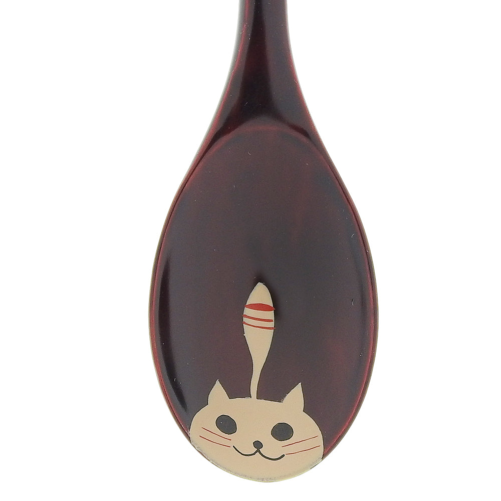 ◆丸三漆器　ねこスプーン（黒）【0025251-2】