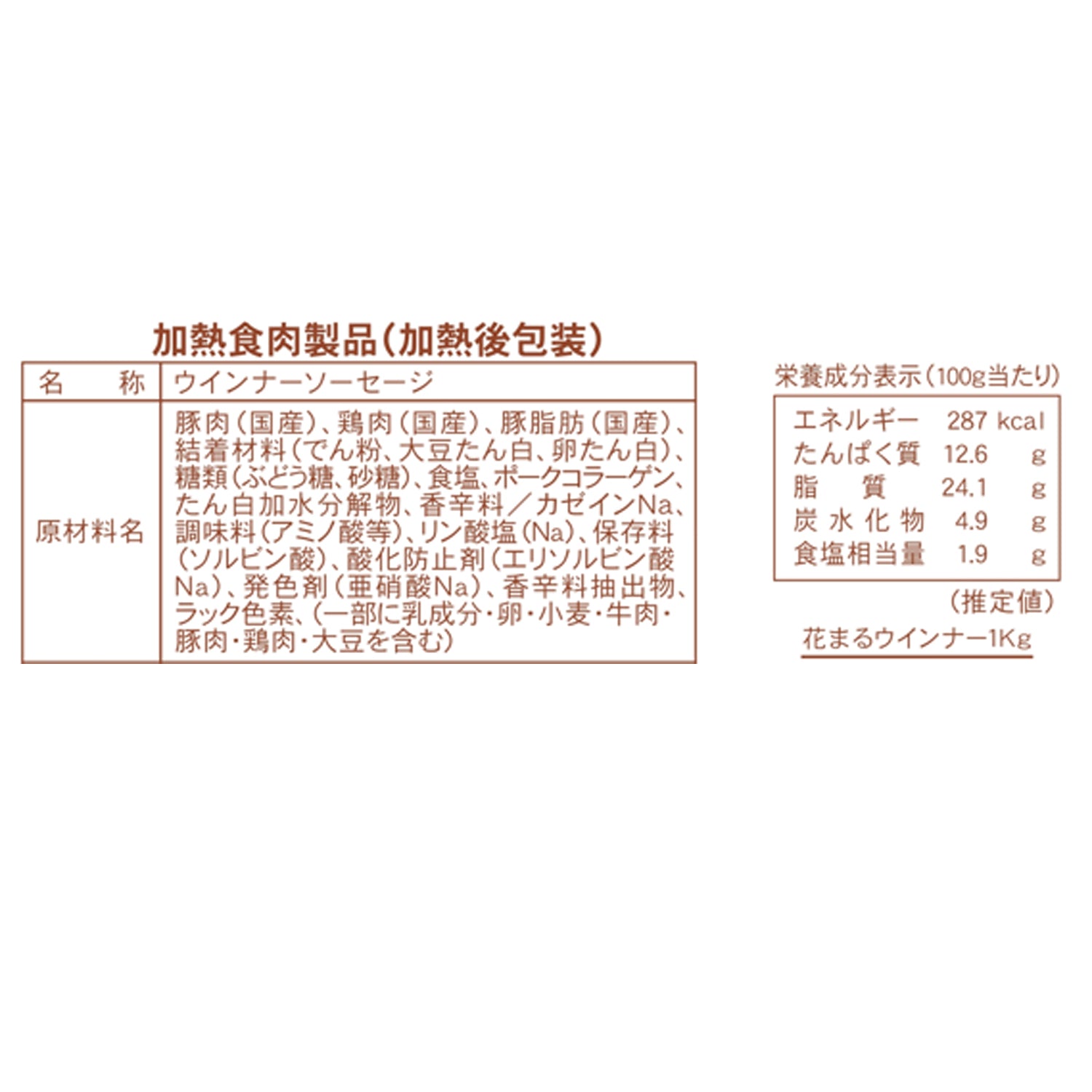 いわちく はなまるウインナー1kg×10パック【0031625】冷凍