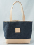 加賀野かばん工房 熟成ヌメ革と岡山県産デニムのトートバッグ中サイズ【30202】受注生産品
