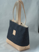 加賀野かばん工房 熟成ヌメ革と岡山県産デニムのトートバッグ中サイズ【30202】受注生産品