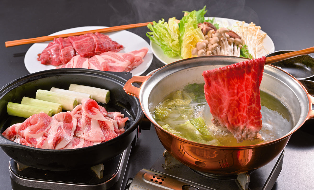 九戸屋肉店 雫石牛･林檎ポークすき焼･しゃぶしゃぶセット【36660】冷凍
