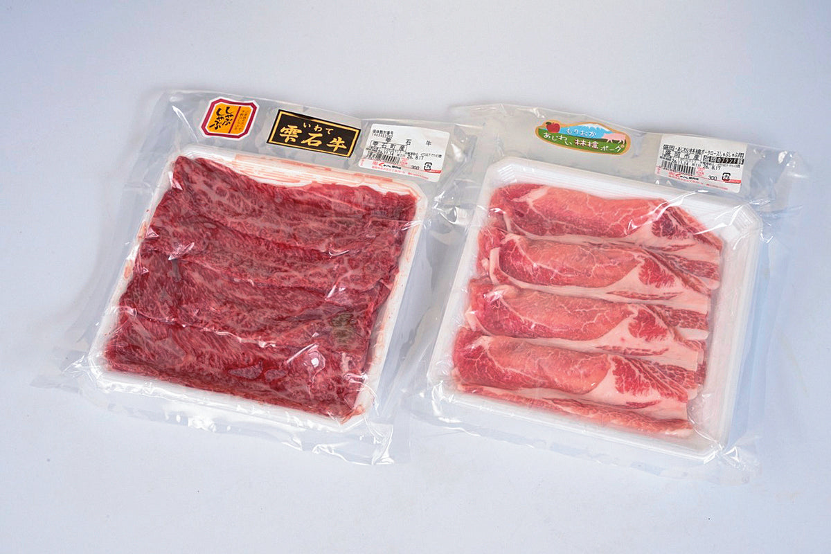 九戸屋肉店 雫石牛･林檎ポークすき焼･しゃぶしゃぶセット【36660】冷凍