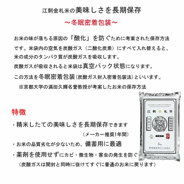 JA江刺 江刺刺金札米 特別栽培米ひとめぼれ（冬眠密着包装） 5kg(2025年度産)【0028703】