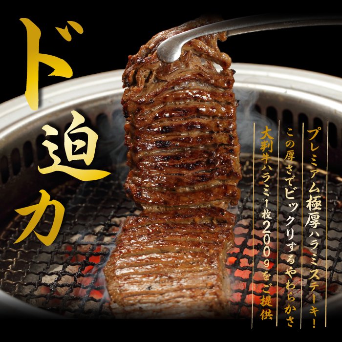 やまなか家 プレミアム極厚ハラミステーキ【熟成醤油だれ】1kg【0024133】冷凍